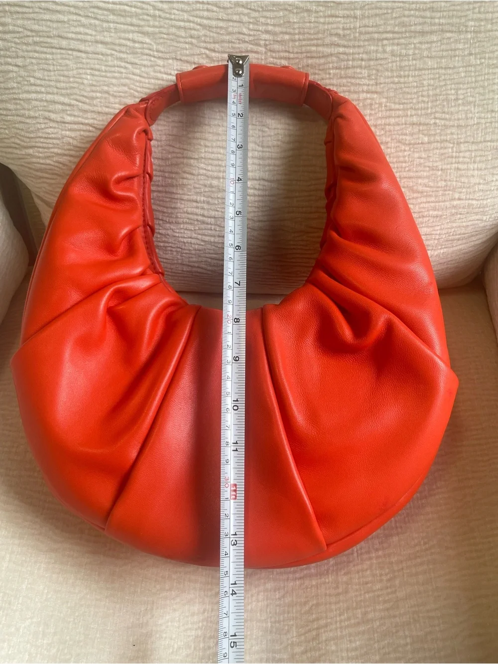 STAUD Orange Moon Gathered Hobo Shoulder Bag